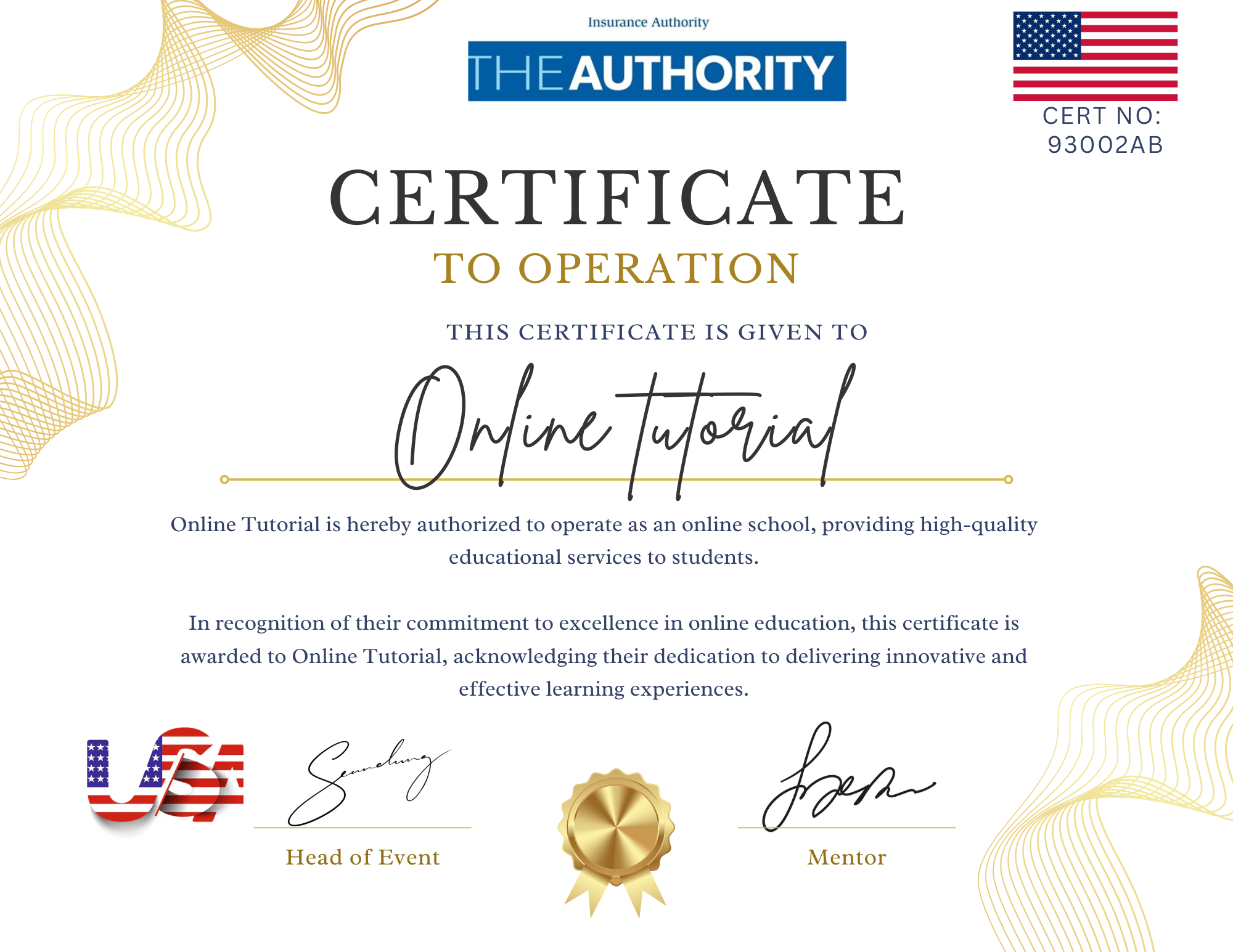 CERTIFICATION TO OERATE